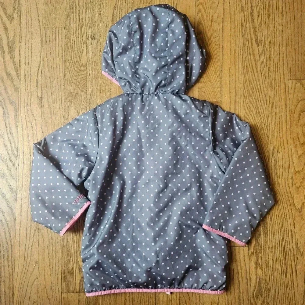 Carter's light, Grey with polka dots hooded coat girls size 5-6